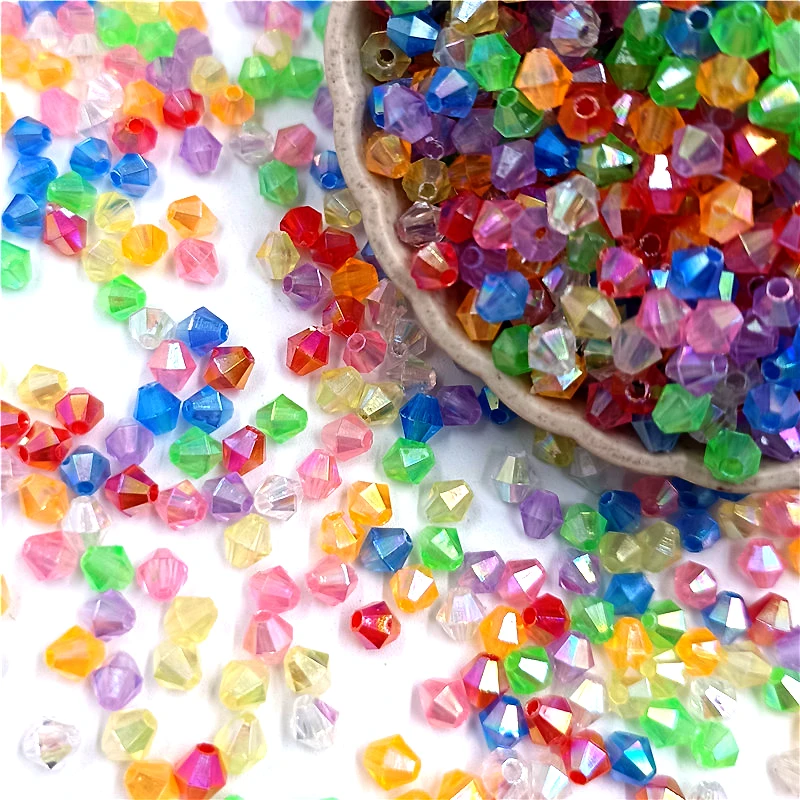 

4mm Acrylic Pointed Beads Austria Faceted Crystal Glass Beads Round Loose Spacer Beads for Jewelry Making Findings