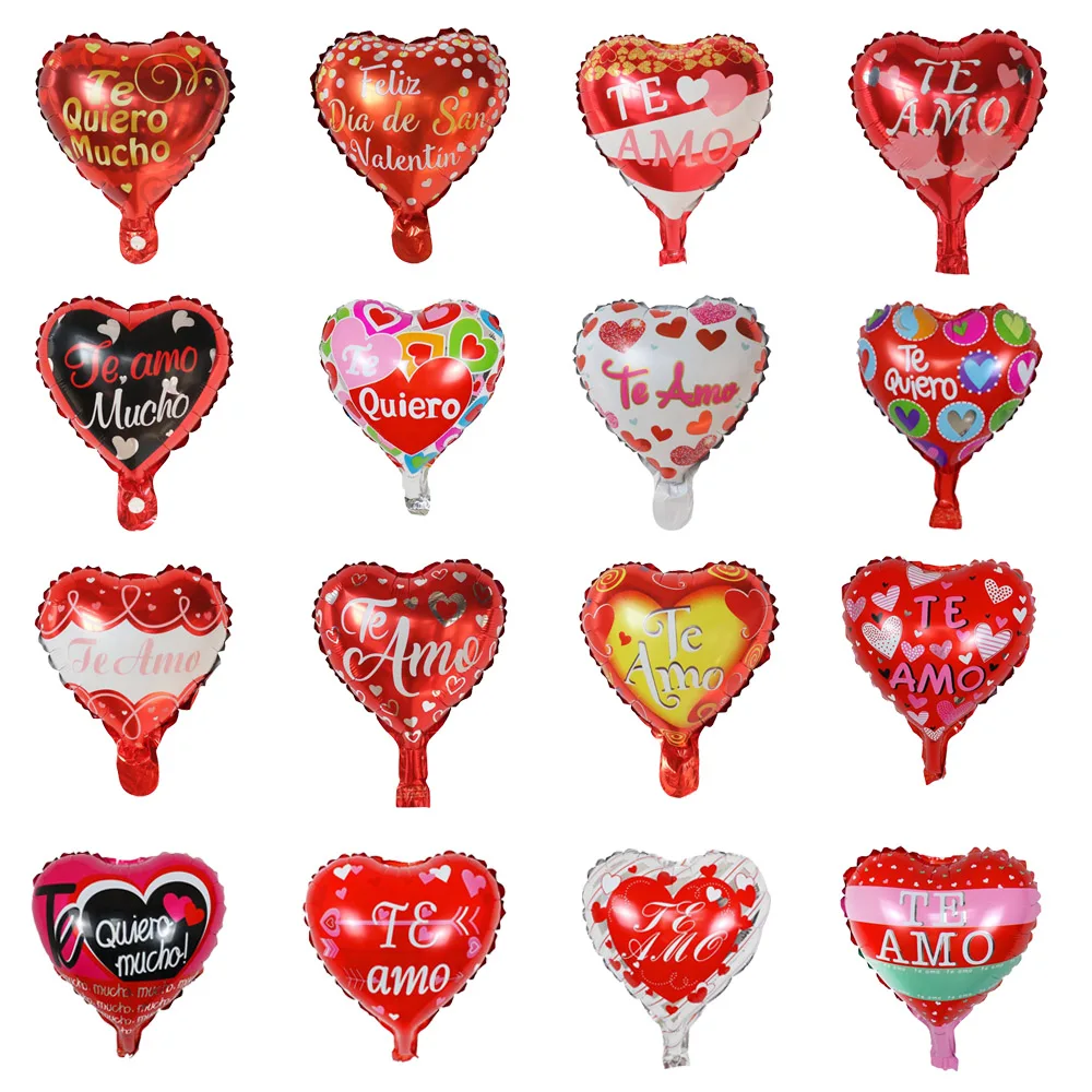 

10 шт./компл. 10-дюймовые надувные воздушные шары из испанской фольги в форме сердца, любовные шары, подарки на день Святого Валентина, декор дл...