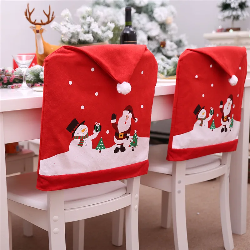 

New Year Santa Claus Hat Chair Cover 2021 Christmas Decorations for Home Table Christmas Ornaments Navidad Noel Xmas Gifts