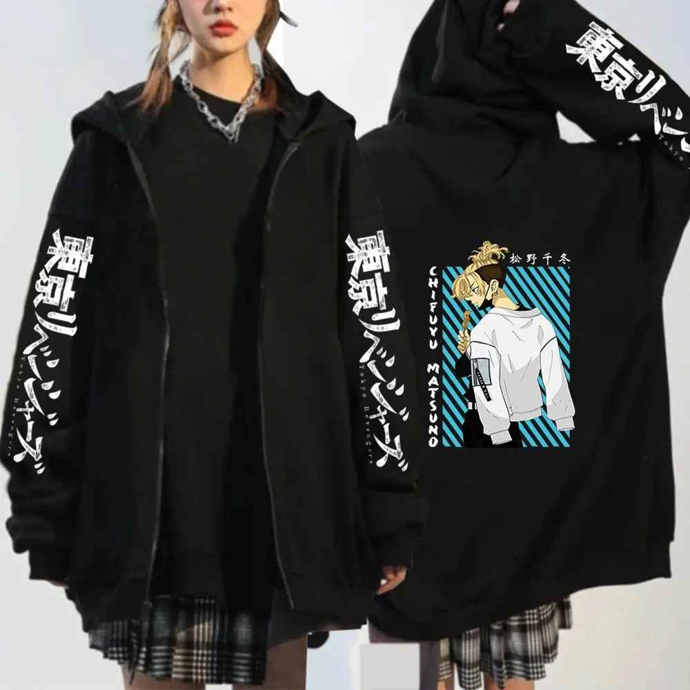 Уличная одежда Y2K толстовка топы панк готика оверсайз Токио Мстители на молнии