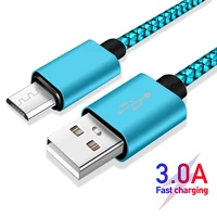 2 m micro usb cable for vivo asus honor xiaomi redmi phone cable quick charge nylon cord for samsung galaxy a02 a10 s6 s7 edge