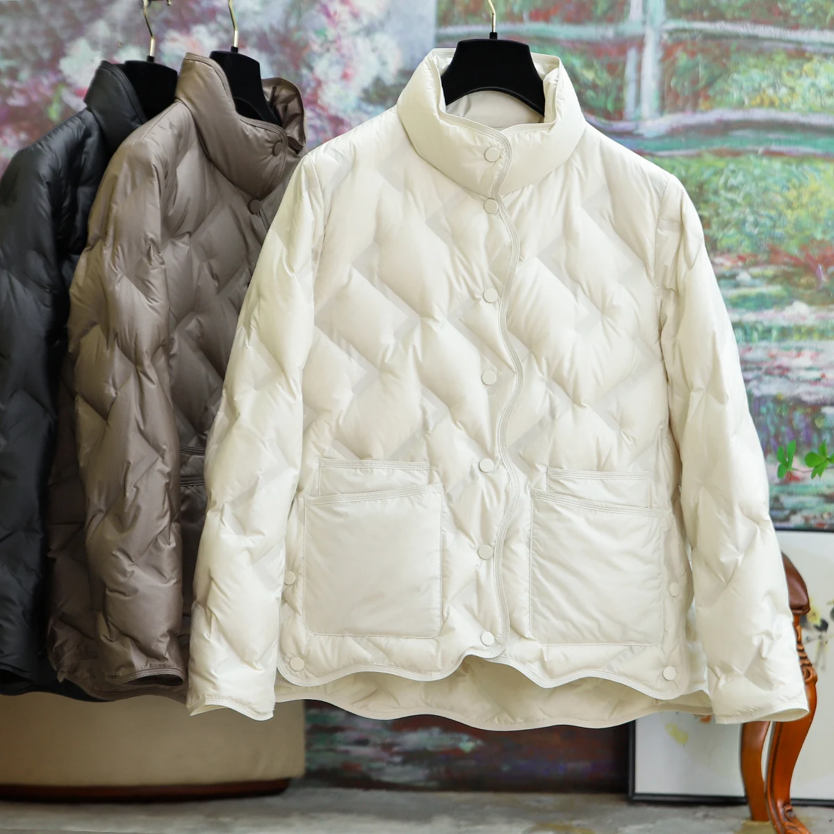 

Женский пуховик с воротником-стойкой, Модная хлопковая куртка с воротником-стойкой, осень 2023