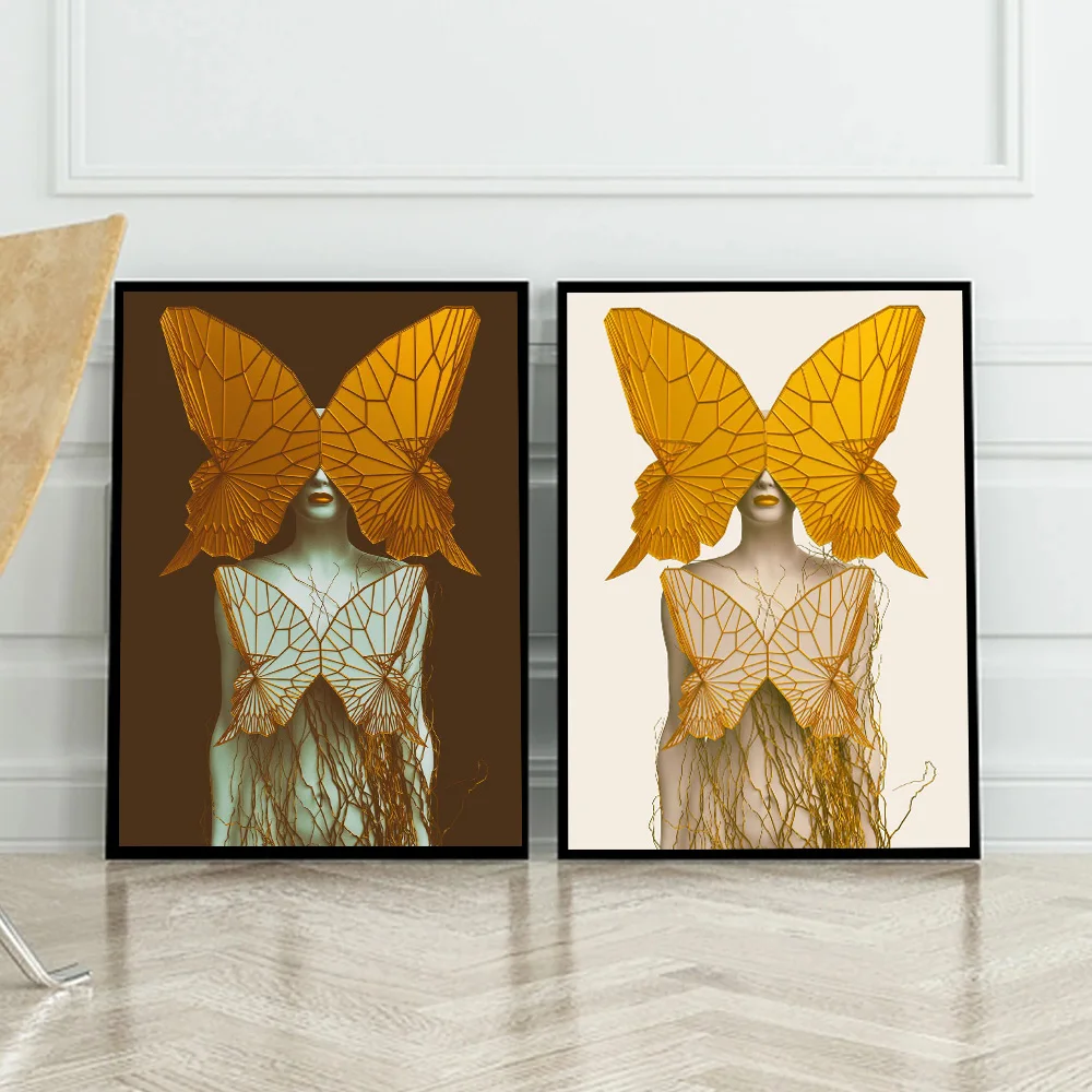 

Surrealism Butterfly Woman Canvas Painting Wall Art Abstract Sexy Nude Girl Poster Prints For Living Room Home Decor Aesthetic