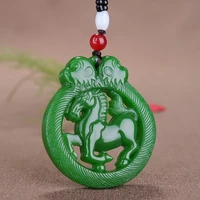 natural green hand carved horse jade pendant fashion boutique jewelry mens and womens horse to success gift accessories