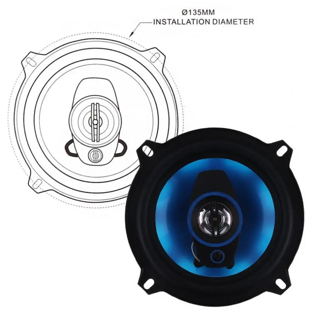 

2 шт. практичный автомобильный аудиосабвуфер HiFi универсальный автомобильный динамик автомобильный 5-дюймовый 3-полосный полночастотный мод...