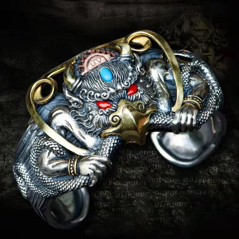 

Мужские и женские открытые ретро-браслеты Cangji Серебряный браслет ручной работы Dapeng, Модные индивидуальные трендовые ювелирные аксессуары