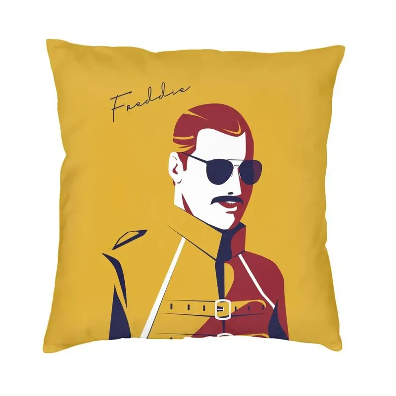 

British Rockstar Freddie Mercury Square Pillow Cover Home Decor Band Queen Singer Cushions Throw Pillow for Living Room