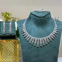 TIRIM Dubai Luxury Bridal Necklace Set for Women Water Drop Cubic Zirconia Wedding Jewelry Sets Brides Accessories Jewellery