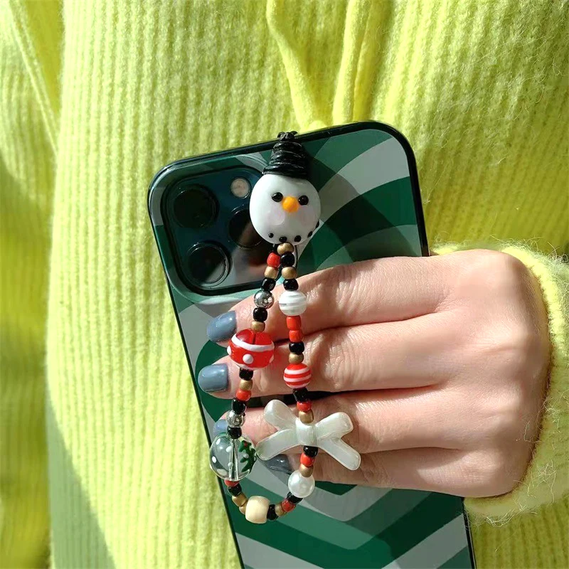 Christmas Tree Snowman Key Chain Ladies Fashion Cute Romantic Vintage Keychain Charm Korea 90s Aesthetic Phone Chain Bag Charm