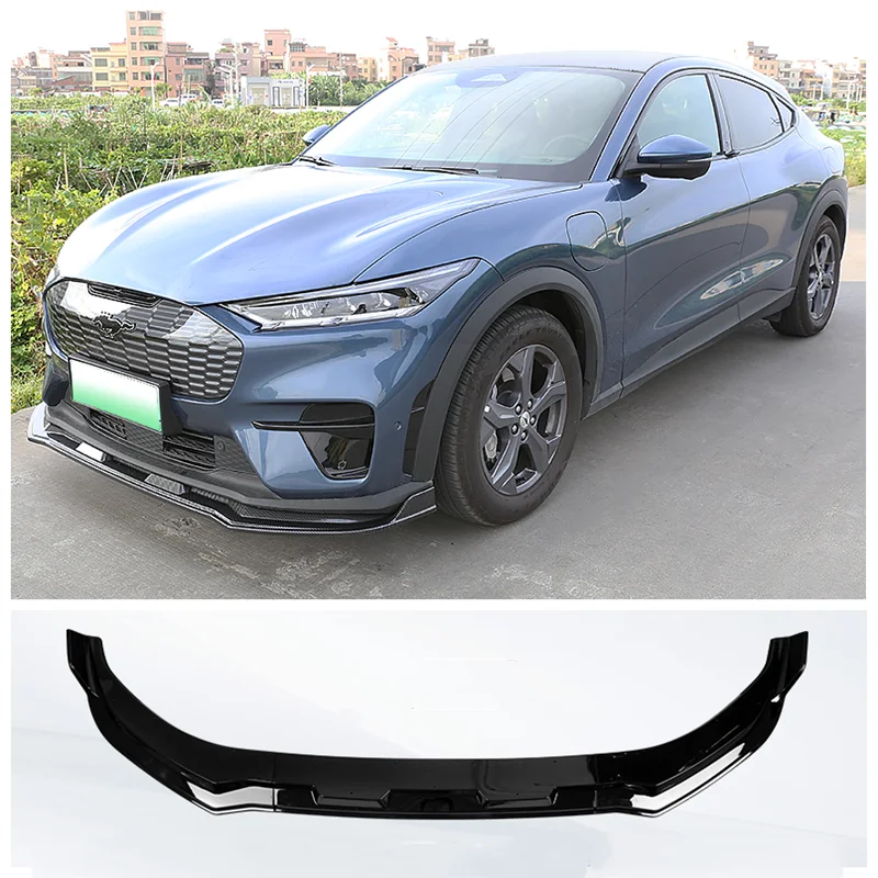 

High Quality ABS Black & ABS Carbon Bumper Front Lip Splitter Diffuser Lip Fits For Ford Mustang Mach-E 2021 2022 +