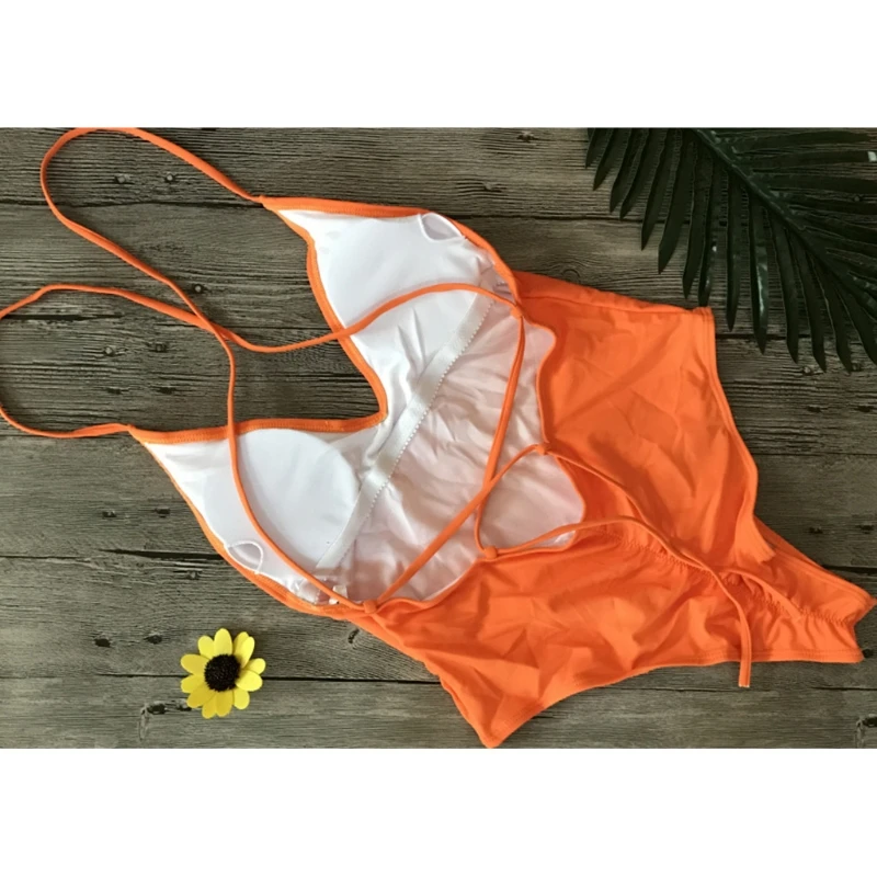 

Женский летний слитный купальник с открытой спиной, однотонный купальник на бретельках, 37JB