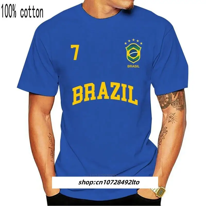 

Мода Kaus 2019 Бару Kaus Gaya Musim Panas Pria Kaus Brazil Nomor 7 (судна) Kaus Tim Sepak Bola Brazil Merah