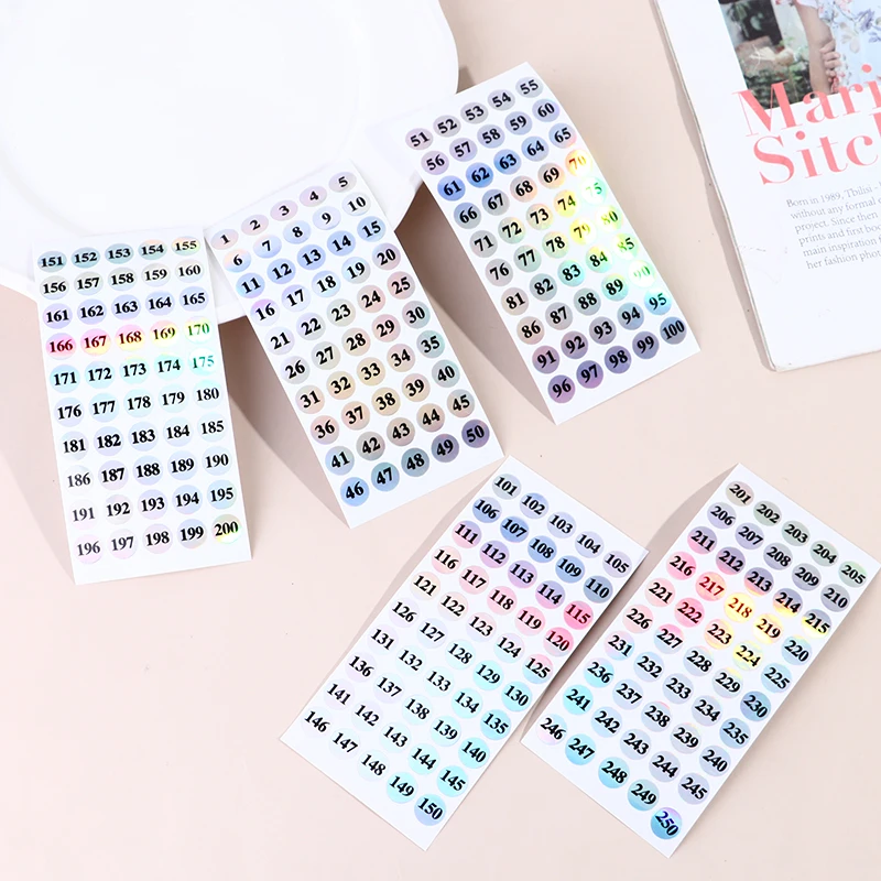

1-250 Laser Number Label Stickers Nail Polish Lipstick Color Tags Sticker