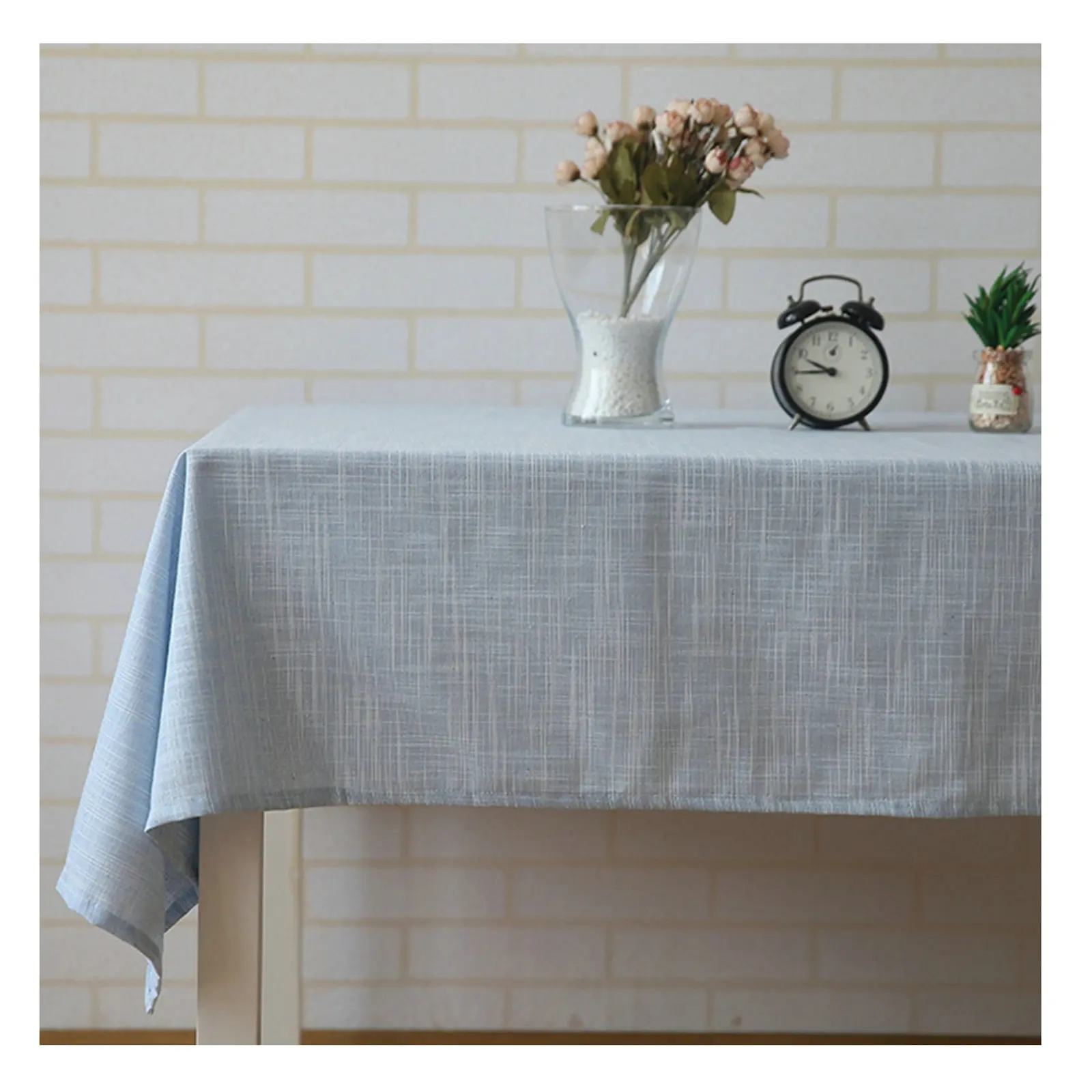 

Tablecloth Non Slip Underlay Linen Solid Color Printed Light Blue Rectangle Modern Indoor Kitchen Dining Decor