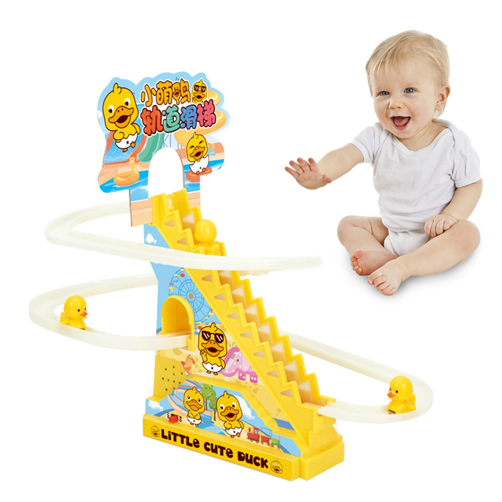 

Small Ducks Climbing Toys Electric Ducks Chasing Race Track Game Set Electric Slide Roller Coaster Set For 3 4 5 6-Year-Old Boys
