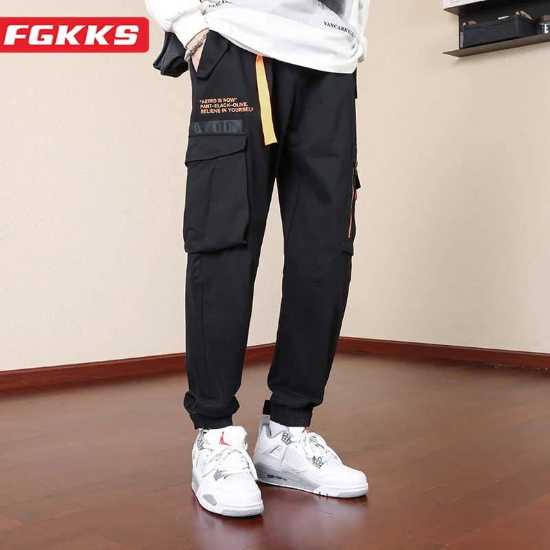 

FGKKS 2023 Outdoor Casual Pants For Men Pure Cotton Breathable Streetwear Overalls High Quality Design Hot Casual Pants For Men