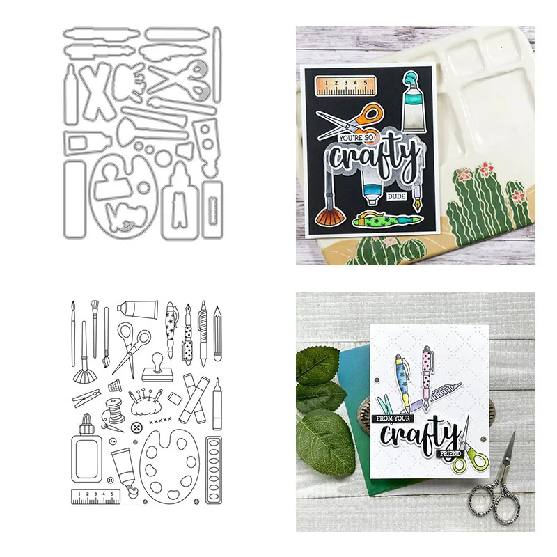 

Stationery Pencil Pen Painting Tools Cutting Dies Match Clear Stamp Stencil Scrapbook Album For Card Making Handcrafts New 2022