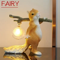 fairy nordic table lamp creative squirrel led decorative for home children small desk light