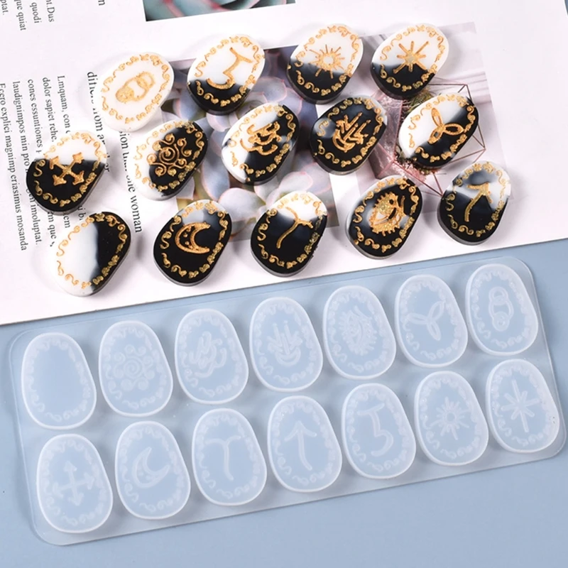 

Crystal Rune Runes Symbol Crystal Molds for Resin Divination Letter Epoxy Silicone Mold