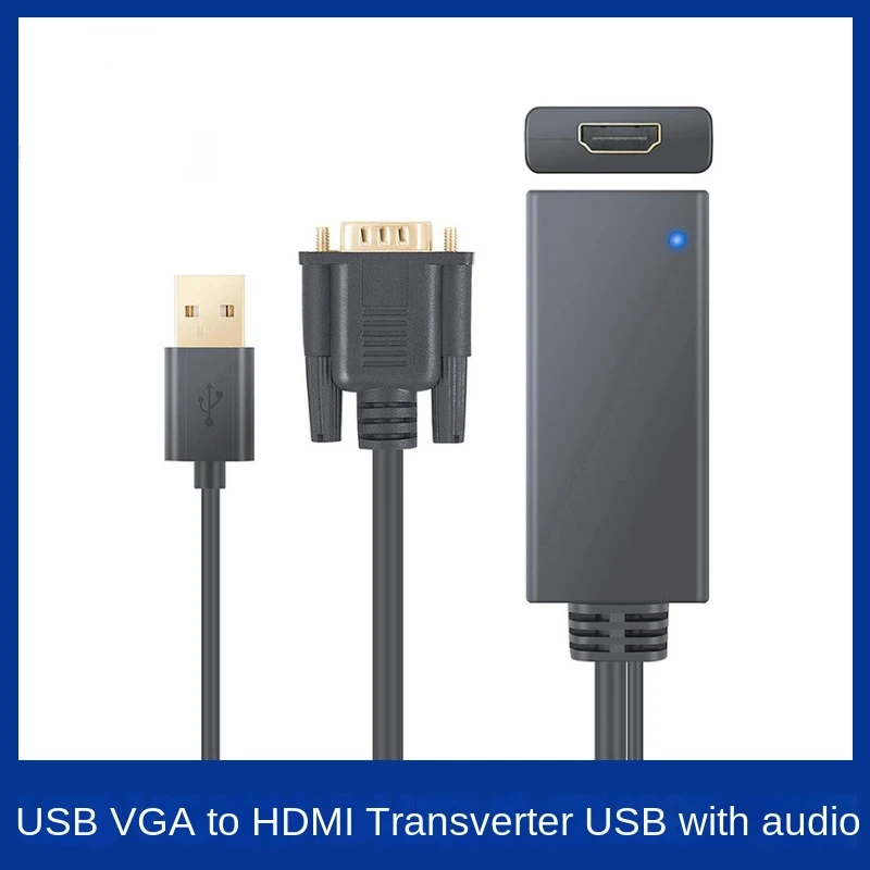 Compact VGA To HDMI-compatible Converter Adapter with 1080P HD USB Audio Conversion Cable