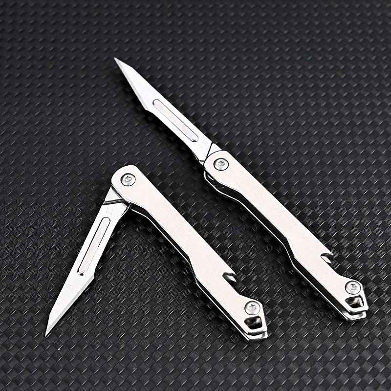 

Складной мини-скальпель из нержавеющей стали для повседневного использования, медицинский складной нож для повседневного использования, карманный нож со сменными лезвиями 10 шт.