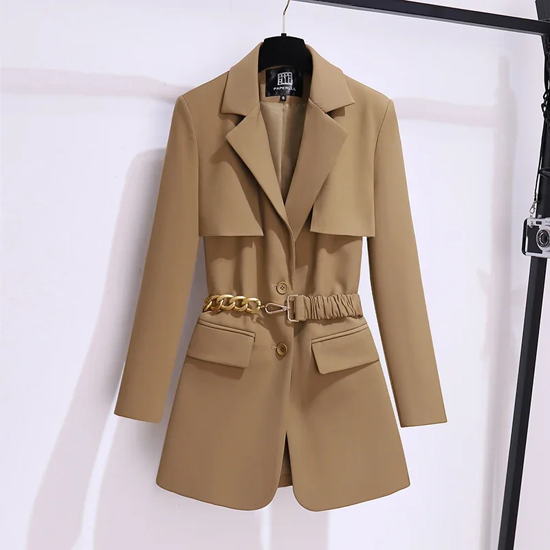 

Женский Тренч в винтажном стиле, осенне-зимняя куртка, Модный комбинезон, новая Корейская женская одежда, свободные пальто больших размеров с длинным рукавом