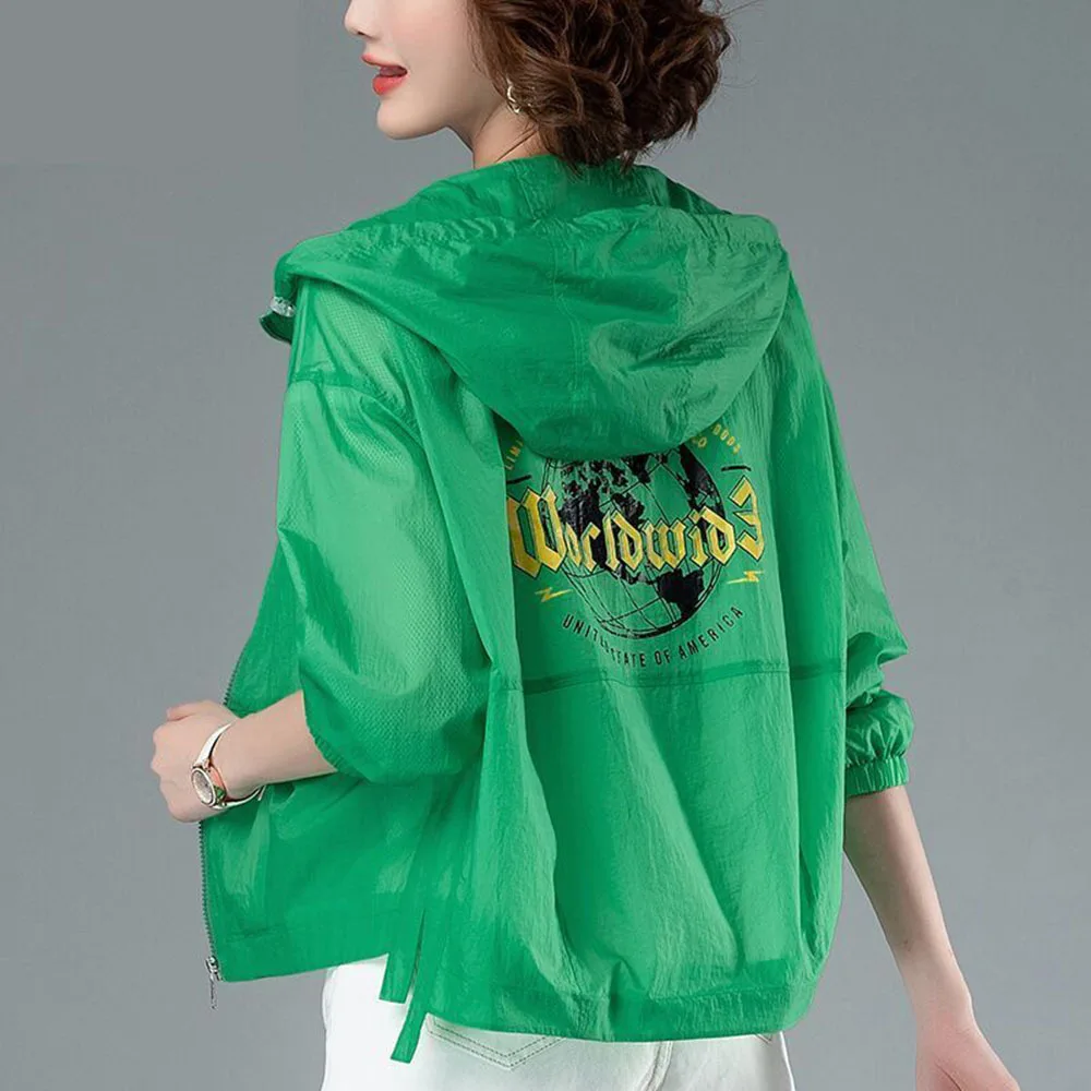 

Korean Fashion Women's Short Hooded Summer Thin Soft Veste Femme Sunscreen Jackets Spring 2022 Zipper Coat Candy colors