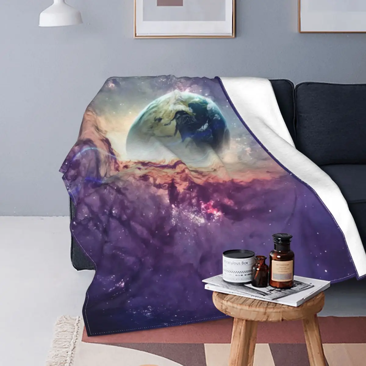 

Одеяло для ночного пространства Galaxy Star Sky, современное теплое переносное одеяло из кораллового флиса для путешествий на кровати для взрослы...