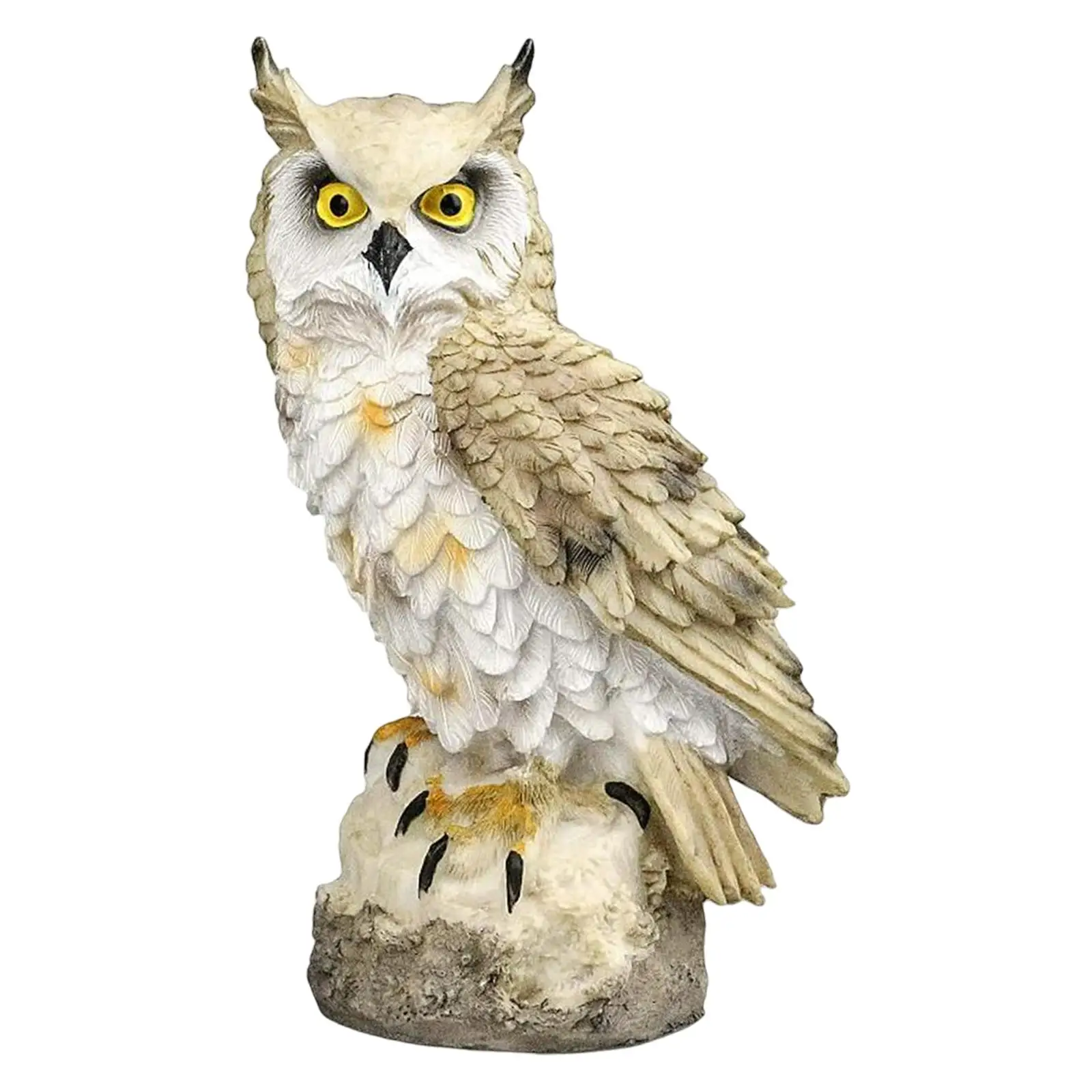 

Resin Simulated Owl Decoy Garden Statue Bird Deterrent Bird Control Devices Lifelike Ornaments Stylish Durable Lightweight Vivid