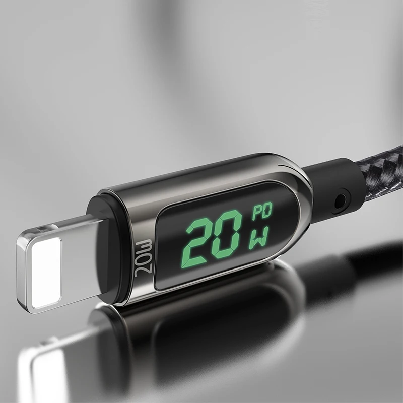 Кабель для быстрой зарядки Yesido PD 20 Вт со светодиодным дисплеем кабель USB A C Lightning