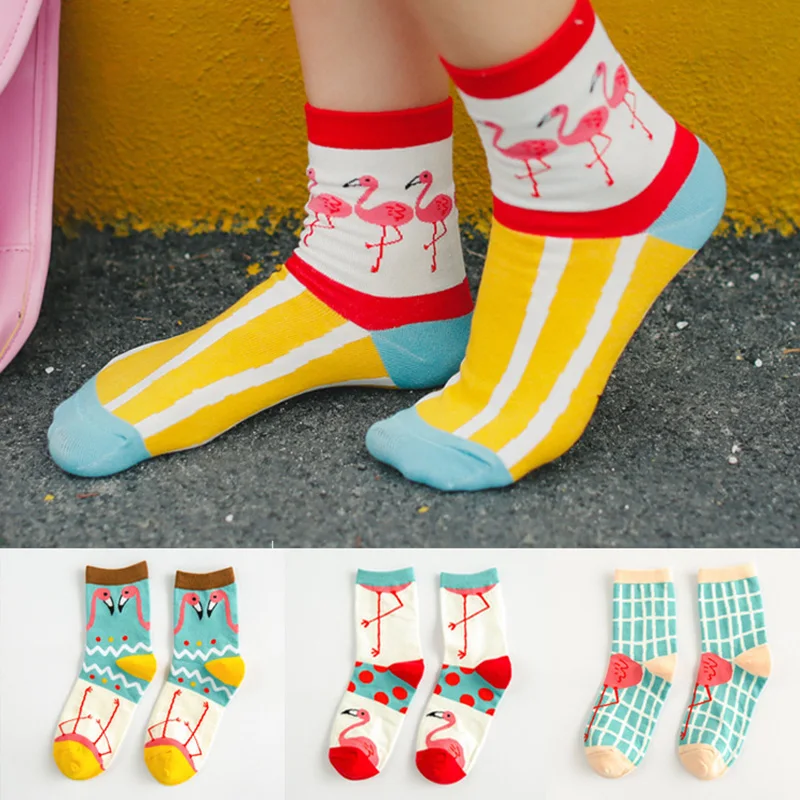 

New Cotton Ankle Flamingo Socks Women's Colorful Harajuku Women's Funny Flamingo Socks Happy Women's Socks