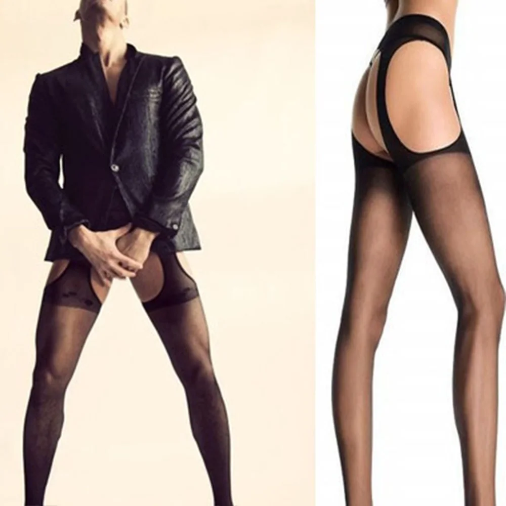 

Mens Hollow Out Eroic Pants Sexy Gay Stockings Open Crotch Underwear Thigh Socks Transparent Pantyhose Man Sheer Exotic Apparel