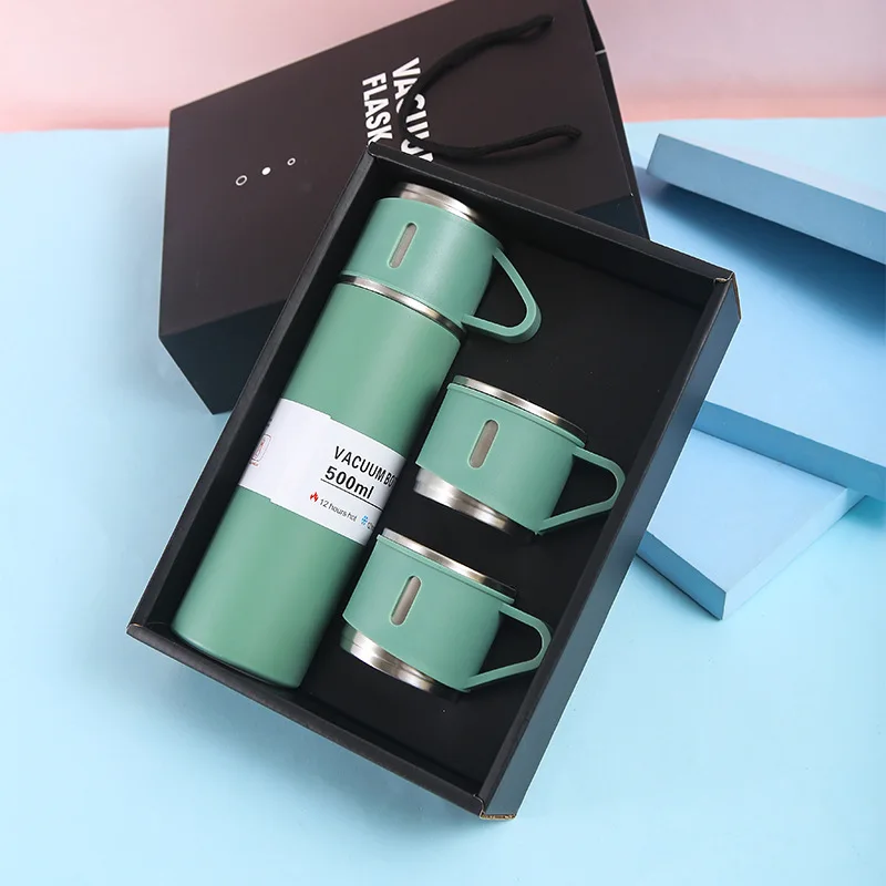 

304 Double Stainless Steel Vacuum Flask Gift Set Thermos Bottle Insulated Travel Business Car Water Bottle Tea Cup Drinkware