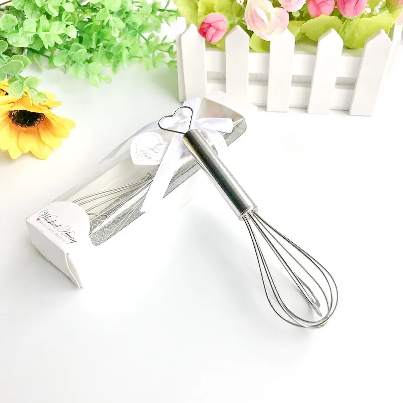 

12pcs Whisked Away Heart-Shaped Stainless-Steel Whisk in Gift Box Wedding Favors Hand Egg Beater Bridal Shower Party Supplies