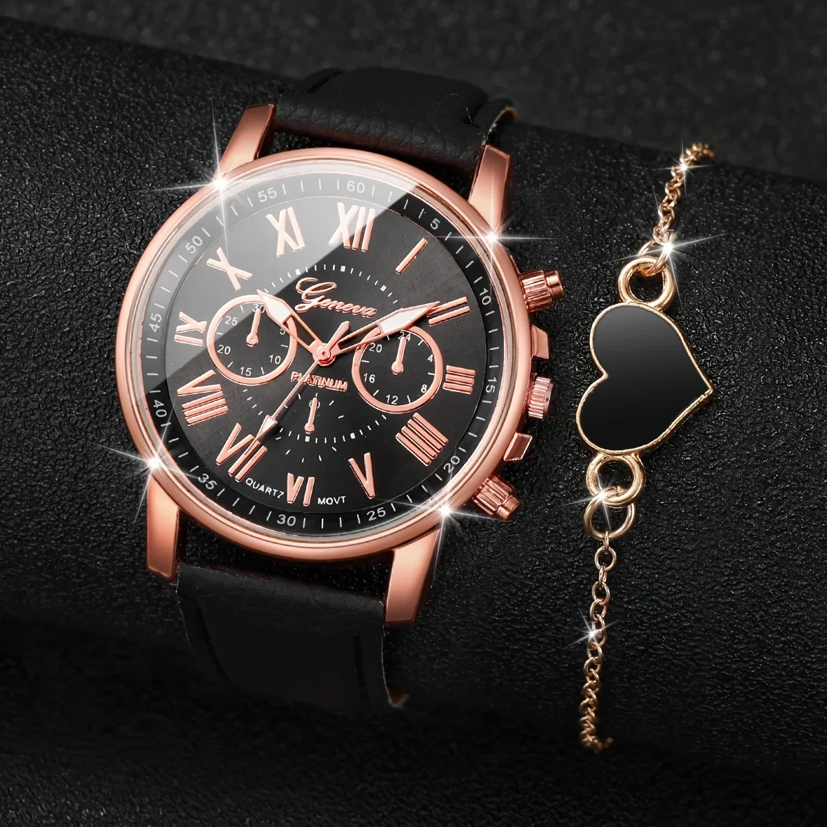 4 шт./комплект кварцевые часы с браслетом из ПУ кожи