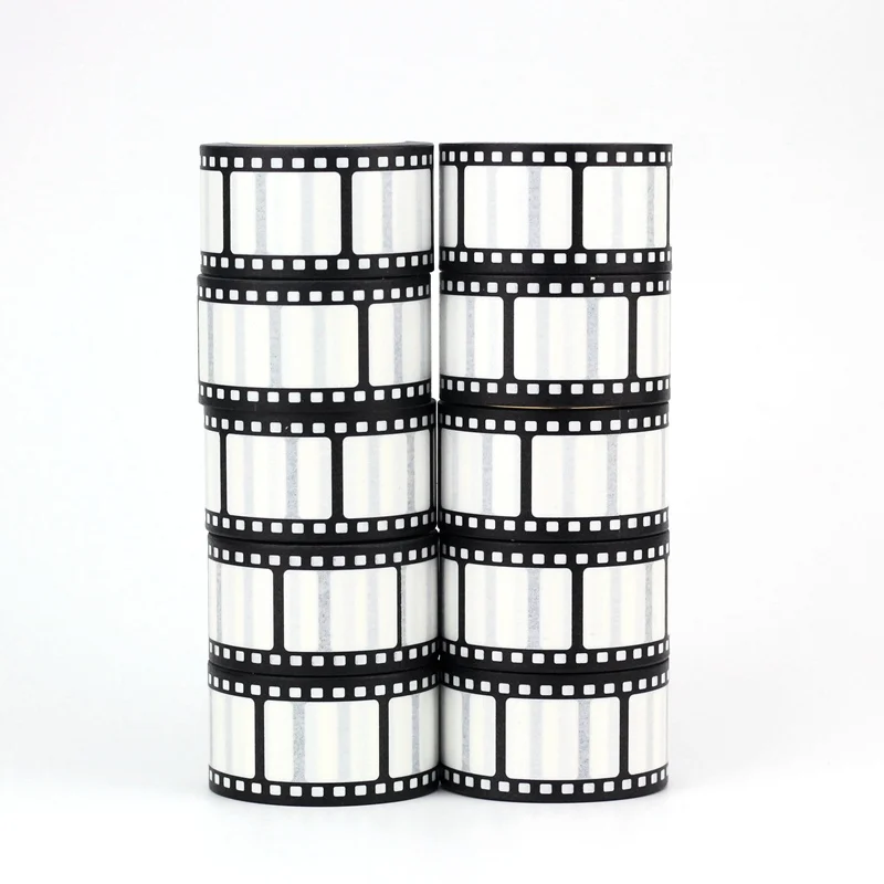

2022 NEW 10pcs Decorative Wide Black and white film strip Washi Tapes Scrapbooking Planner Adhesive Masking Tape Cute Papeleria