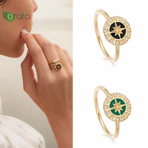 Gold Plated Fashion Octagon Star Sparkling Zircon Engagement Rings for Women Accessories Wedding Luxury Jewelry Premium Gift