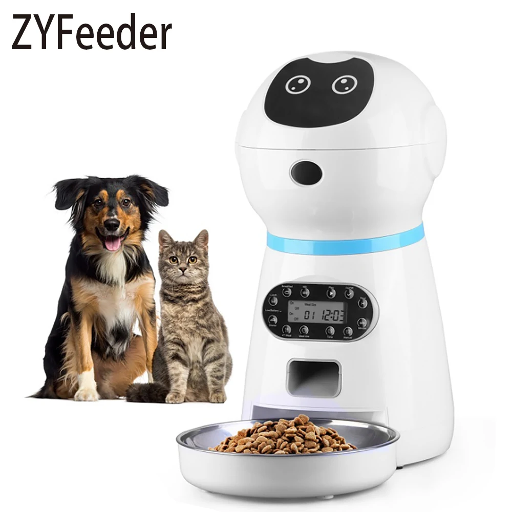 

Automatic Pet Feeder With Voice Recording Smart Timed Quantitative Food Dispenser Stainless Steel Bowl For Cats And Dogs Pets