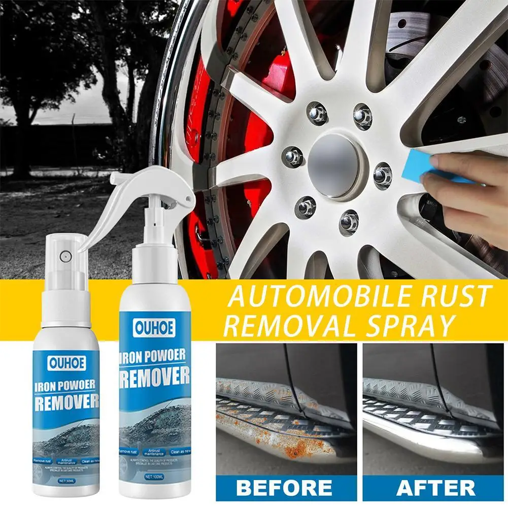 

30/100ml Car Rust Remover Spray Metal Chrome Paint Cleaner Car Maintenance Iron Powder Cleaning Rust Remover Spray