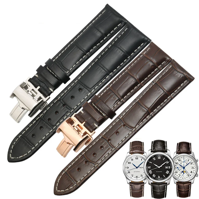 

Watch Bracelet For Longines Masters Collection Genuine Leather Men Watch Strap Watch Accessories Insurance Clasp Watch Band Belt