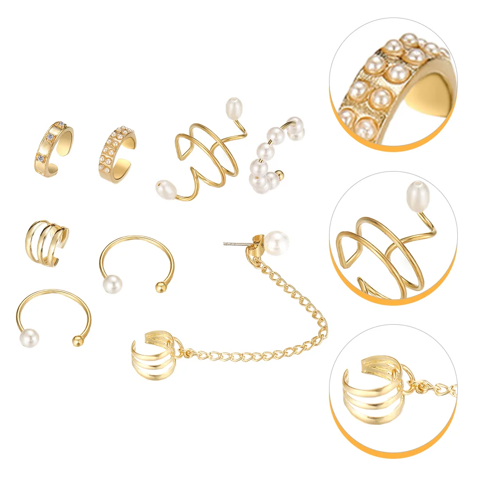 

8pcs Ear Cuffs for Men Non Pearl Ear Clips Earrings Ear Jewelry