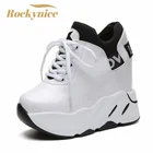 Женские кроссовки из вулканизированной кожи, белые дышащие туфли из искусственной кожи на платформе, увеличивающие рост, 12 см, 2020