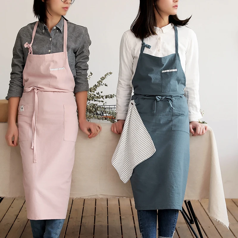 

2020 New Nordic Wind Adult Unisex Cotton Long Apron Bib Coffee Shops and Flower Shops Work Cleaning Aprons for Woman