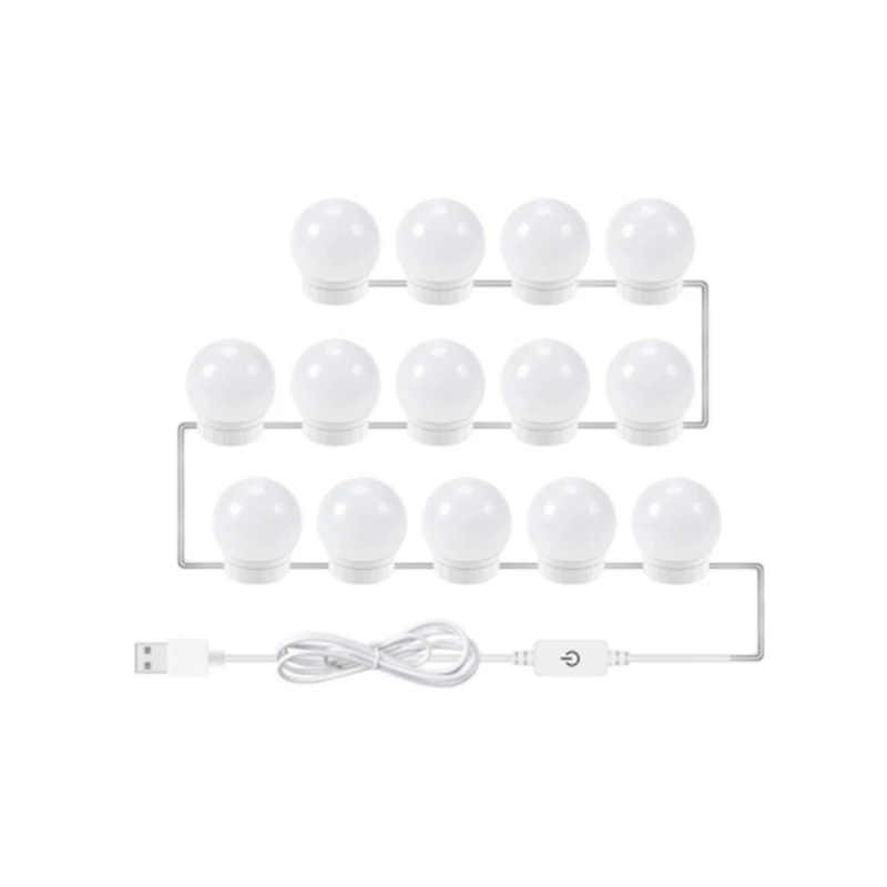 

3 Modes Colors Makeup Mirror Light LED Touch-Dimming Vanity Dressing Lamp Bulb USB 12V Make Up Mirror Wall Lamp