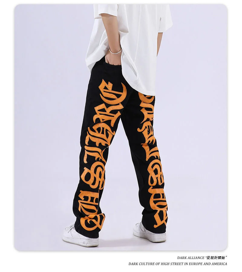 

Мужские уличные джинсы с принтом алфавита 2022 мужские и женские повседневные свободные джинсы в стиле vibe Y2K в ретро стиле мужские джинсы Горячая Распродажа