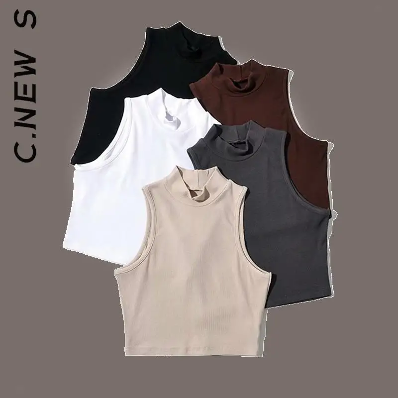 

Женский укороченный топ без рукавов, с круглым вырезом