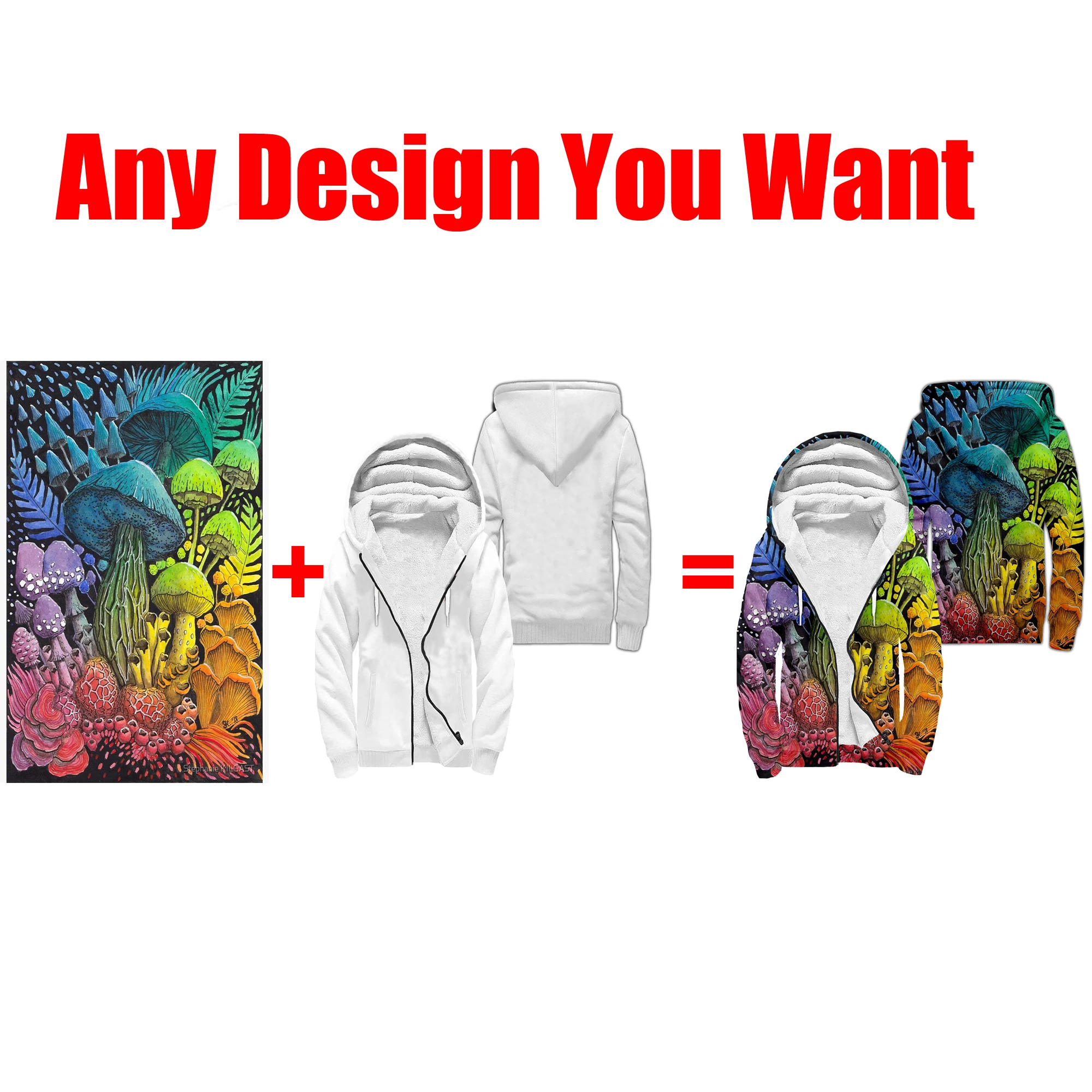 TEST CUSOM US SIZE WHOLESALE DROP 3D Print Men Warm Thick Fleece Zipper Hoodie Jacket Windproof Pullover Coat Hooded Outwear