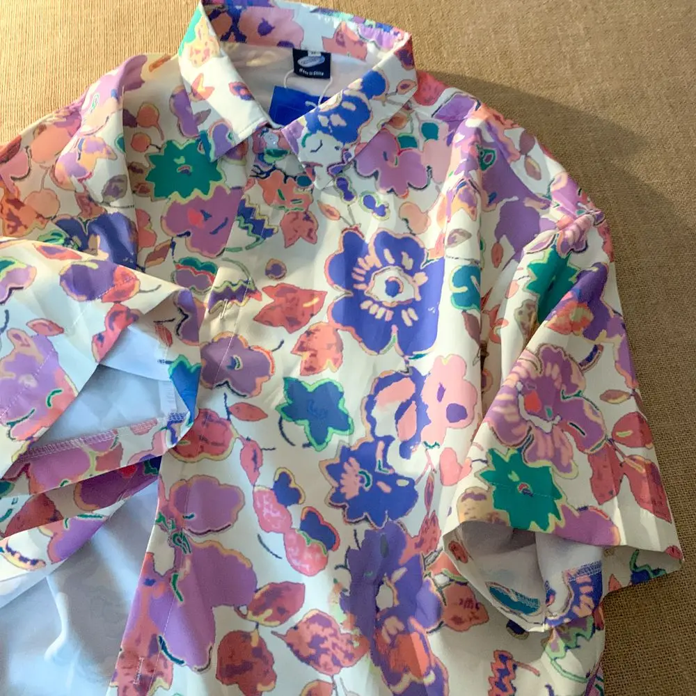 

Hawaiian Shirt Floral Full Printed Button Up Shirts Women Tops Mujer Short Sleeve Casual Shirts Beach Flower Shirt Summer 2023