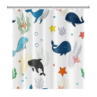 kawaii shark octopus abstract shower curtains waterproof polyester underwater baby bath curtain home bathroom decoration props