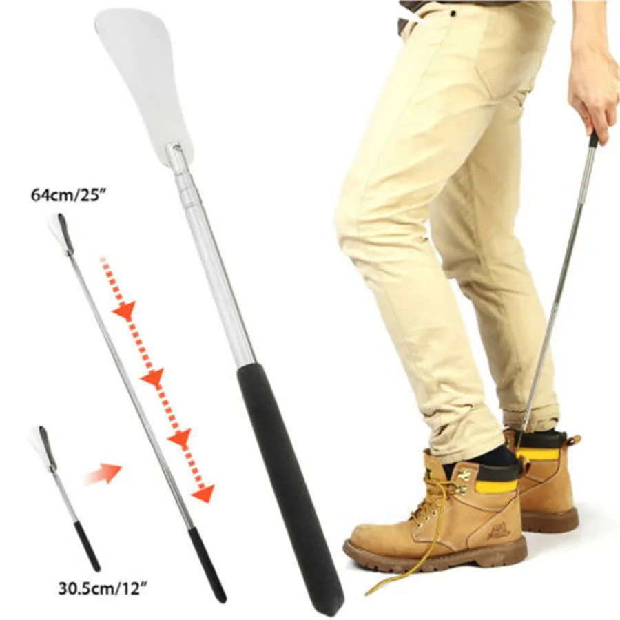 

Long Handle Shoe Horn Flexible Silver Stainless Steel Shoe Horn Stick Shoe Lifter Tool Professional Shoe Spoon Tool 30.5-64cm